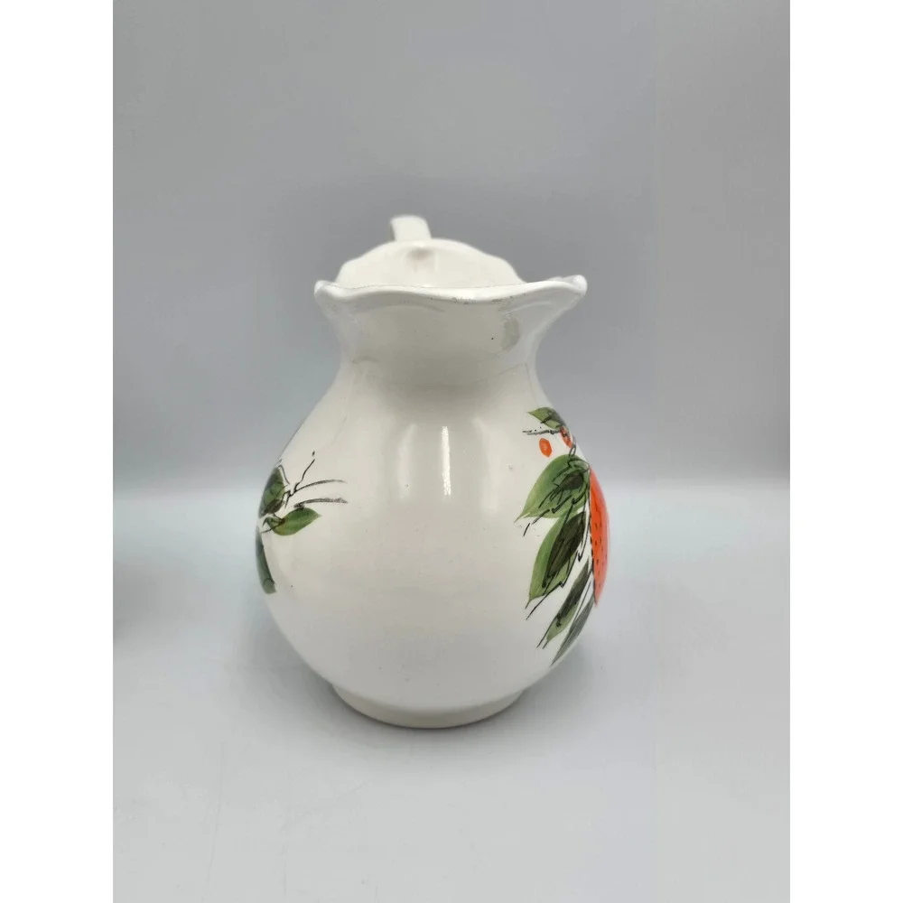 Counterpoint‎ syrup Pitcher drip Bowl Set japan Excellent Hand Painted Oranges,